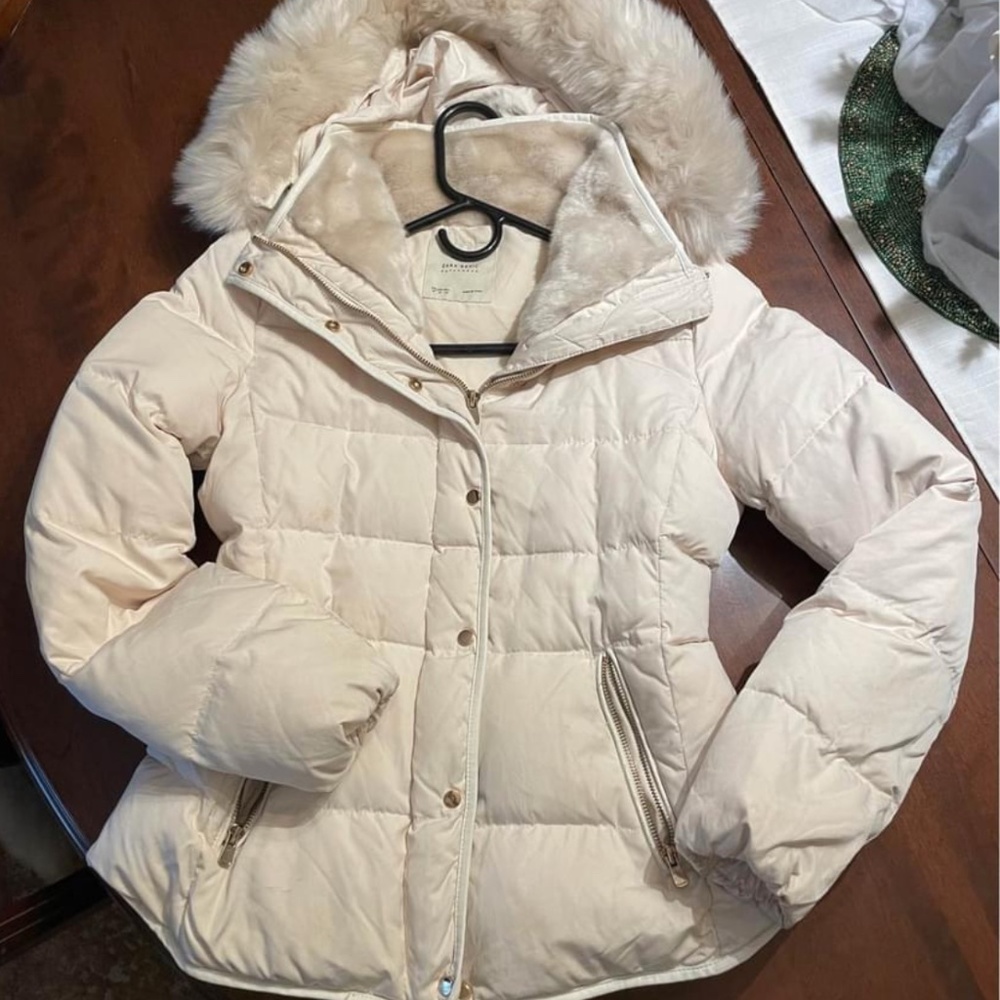 Puffy Winter Jacket with Removable Faux Fur Collar